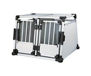 Hund - Trixie Double transport box aluminium M–L: 93 × 64 × 88 cm silver/light grey - TX39345