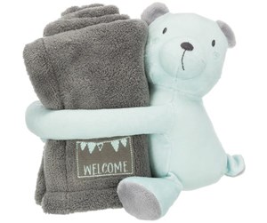 Hund - Trixie Junior cuddly set blanket/bear plush 75 × 50 cm grey/mint - TX37110