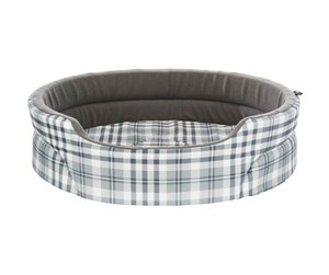 Hund - Trixie Lucky bed oval 75 × 65 cm grey/white - TX37024