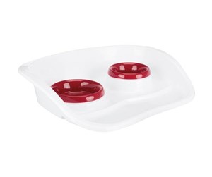 Katt - Trixie Bowl set plastic 0.25 l/ø 9 cm & 0.3 l/ø 11 cm/46 × 11 × 30 cm grey/bowls: various - TX24721