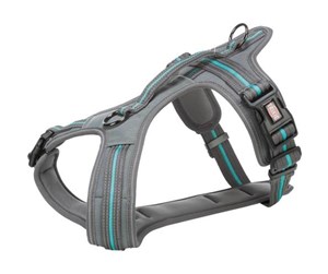 Hund - Trixie Fusion touring harness L–XL: 72–89 cm/30 mm graphite/ocean - TX207538