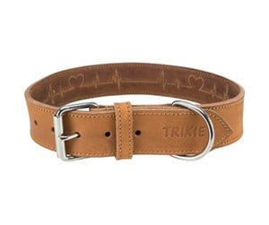 Hund - Trixie Rustic fatleather collar Heartbeat L: 47–55 cm/40 mm brown - TX19016