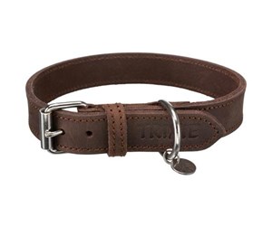 Hund - Trixie Rustic fatleather collar L–XL: 57–66 cm/30 mm dark brown - TX19009