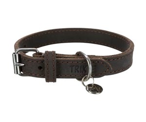 Hund - Trixie Rustic fatleather collar XS–S: 27–34 cm/18 mm dark brown - TX19004