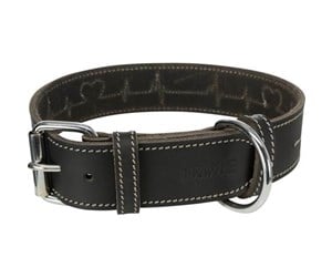 Hund - Trixie Rustic fatleather leash Heartbeat L–XL: 55–65 cm/40 mm black - TX18987