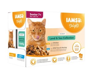 Katt - Iams Delights Senior Land & Sea Collection in Gravy 12x85g - I590102