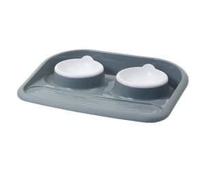 Katt - Savic Butler feeding station with rubberfeet 2x300 ml white/grey - HK0295