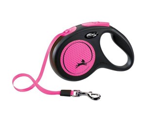 Hund - Flexi New NEON M leash 5 m 25 kg black / neon pink - H7829P