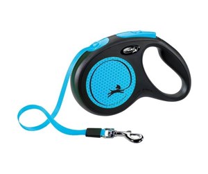 Hund - Flexi New NEON M leash 5 m 25 kg black / neon blue - H7829L