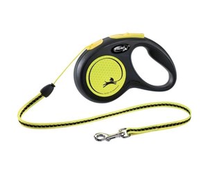 Hund - Flexi New Neon S Cord 5m (black/neon yellow) - Max 12 kg - 4000498025215