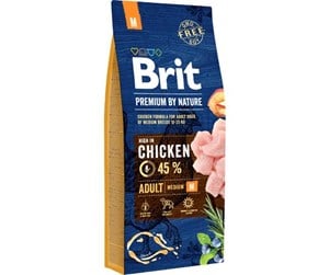 Hund - Brit Premium by Nature Adult, Medium breed 15 kg - M-BRADM15