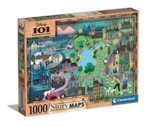 Puslespill - Clementoni Puzzle 1000 Pieces Story Maps 101 Dalmatians Gulv - 39665