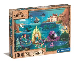 Puslespill - Clementoni Puzzle 1000 Pieces Story Maps Little Mermaid - 39664