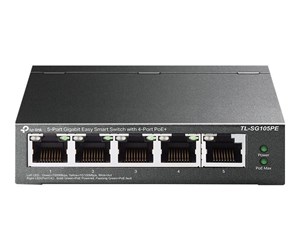 Switch/splitter - TP-Link TL-SG105PE 5-Port Gigabit Easy Smart Switch med 4-Port PoE+ - TL-SG105PE