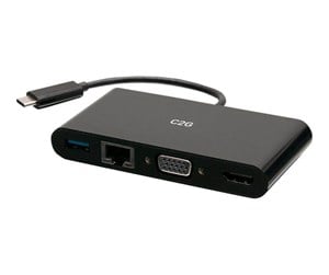 Dokkingstasjon - C2G USB C to HDMI VGA USB A & RJ45 Adapter - 4K 30Hz - Black - docking station - USB-C / Thunderbolt 3 - VGA HDMI - GigE - C2G29828