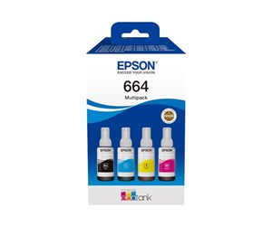 Printertilbehør blekk/toner - Epson EcoTank 664 / 4-Pack (Black Yellow Cyan Magenta) Ink - Blekkrefill Blå - C13T66464A