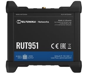 Ruter - Teltonika RUT951 (RUT951000000) wireless router - WWAN - 802.11b/g/n - 3G 4G - DIN rail mountable surface-mountable - Wireless router N Standard - 802.11n - RUT951000000