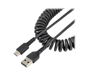 USB - StarTech.com 1m USB A to C Charging Cable Coiled Heavy Duty Fast Charge & Sync High Quality USB 2.0 A to USB Type-C Cable Rugged Aramid Fiber Durable Male to Male USB Cable - R2ACC-1M-USB-CABLE