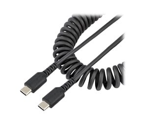 USB - StarTech.com 20in (50cm) USB C Charging Cable Coiled Heavy Duty Fast Charge & Sync USB-C Cable USB 2.0 Type-C Cable Rugged Aramid Fiber Durable Male to Male USB Cable Black - R2CCC-50C-USB-CABLE