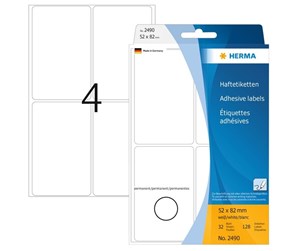 Papir, Fotopapir & Etiketter - HERMA labels - 128 label(s) - 52 x 82 mm - 2490