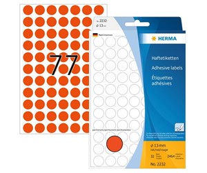 Papir, Fotopapir & Etiketter - HERMA 2232 Multi-purpose labels / colour dots Ø 13 mm round red permanent adhesion for hand lettering - 2232