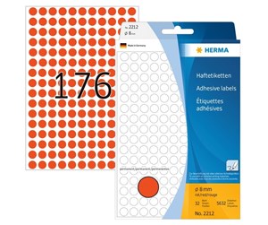 Papir, Fotopapir & Etiketter - HERMA 2212 Multi-purpose labels / colour dots Ø 8 mm round red permanent adhesion for hand lettering - 2212