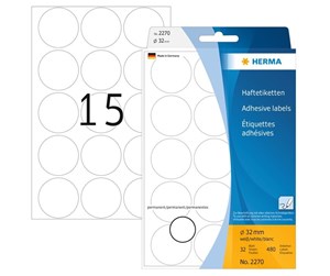 Papir, Fotopapir & Etiketter - HERMA labels - 480 label(s) - 32 mm round - 2270