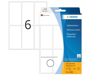 Papir, Fotopapir & Etiketter - HERMA labels - 192 label(s) - 34 x 67 mm - 2480