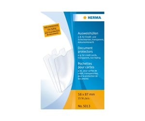 Lommer, Omslag & Registre - HERMA protective pocket - for 58 x 87 mm - transparent (pack of 25) - 25*5013