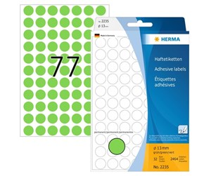 Papir, Fotopapir & Etiketter - HERMA 2235 Multi-purpose labels / colour dots Ø 13 mm round green permanent adhesion for hand lettering - 2235