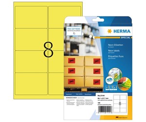 Papir, Fotopapir & Etiketter - HERMA 5144 / Neon labels A4 99.1 x 67.7 mm luminous yellow permanent adhesion - 5144