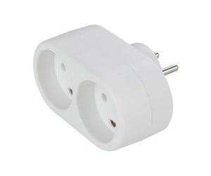 Switch - Gripo Socket with 2 outlets and earth, White - 5709119075125