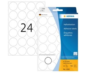 Papir, Fotopapir & Etiketter - HERMA labels - 768 label(s) - 25 mm round - 2260