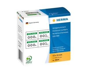 Papir, Fotopapir & Etiketter - HERMA self-adhesive number labels - 2000 label(s) - 15 x 22 mm - 4834