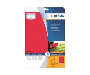 Papir, Fotopapir & Etiketter - HERMA Neon labels A4 Ø 60 mm round luminous red permanent adhesion - 5156