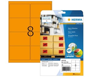 Papir, Fotopapir & Etiketter - HERMA 5145 / Neon labels A4 99.1 x 67.7 mm luminous orange permanent adhesion - 5145