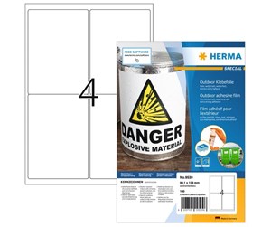 Papir, Fotopapir & Etiketter - HERMA Weatherproof outdoor film labels A4 99.1 x 139 mm white - 9539