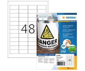 Papir, Fotopapir & Etiketter - HERMA Weatherproof outdoor film labels A4 45.7 x 21.2 mm white - 9536