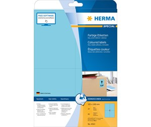 Papir, Fotopapir & Etiketter - HERMA Coloured labels A4 105 x 148 mm blue removable - 4563