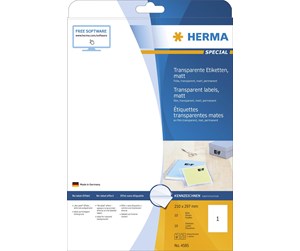 Papir, Fotopapir & Etiketter - HERMA Transparent film labels matt A4 210 x 297 mm weatherproof permanent adhesion - 4585