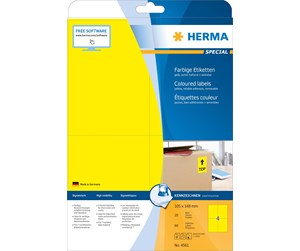 Papir, Fotopapir & Etiketter - HERMA Coloured labels A4 105 x 148 mm yellow removable - 4561