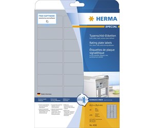 Papir, Fotopapir & Etiketter - HERMA Rating plate labels silver A4 63.5 x 29.6 mm extremely strong adhesion weatherproof tearproof - 4592