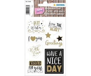 Hobbyartikler - HERMA Stickers HOME gift stickers best wishes gold embossed - 15468