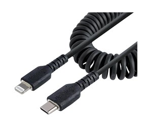 USB - StarTech.com USB C to Lightning Cable 50cm/20in MFi Certified Coiled iPhone Charger Cable Black - RUSB2CLT50CMBC