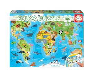 Puslespill - Educa 150 World Map Animals 3D Puslespill - 018115