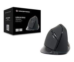 Mus - Conceptronics Conceptronic LORCAN03B ERGO - vertical mouse - Bluetooth 5.2 - black - Vertical mouse - Optisk - 6 - Svart - LORCAN03B