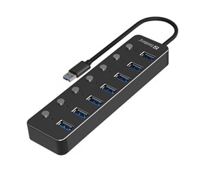 USB-hub - Sandberg USB 3.0 Hub 7 Ports USB-hub - 7 porter - Svart - 134-33