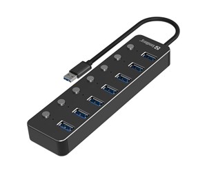 USB-hub - Sandberg 7-Port USB3.0 Hub USB-hub - USB 3.0 - 7 porter - Svart - 134-33