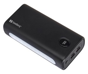 Nødlader - Sandberg Powerbank USB-C PD 20W 30000 built-in powerful lamp Nødlader - Svart - 30000 mAh - 420-68