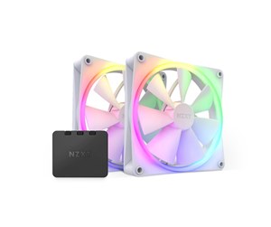 Kabinettvifte - NZXT F140 RGB 2-pack & RGB Controller - White - Kabinettvifte - 140mm - Hvit med RGB-lys - 33 dBA - RF-R14DF-W1